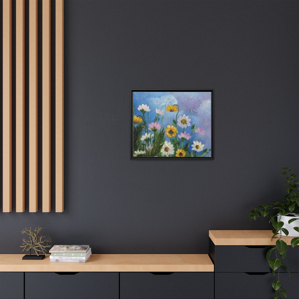 Framed Floral Meadow Canvas Print — Daisies & Wildflowers Art