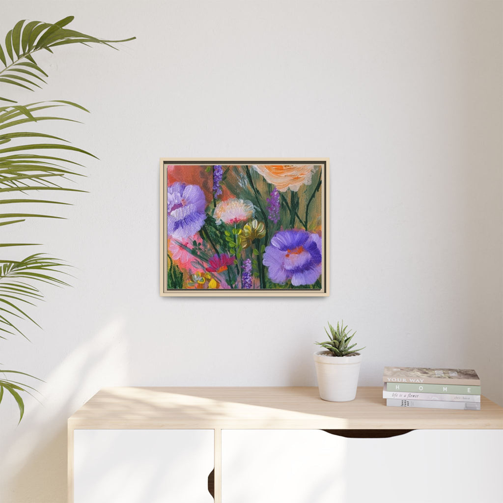 Framed Floral Canvas Print — Colorful Wildflower Bouquet Art