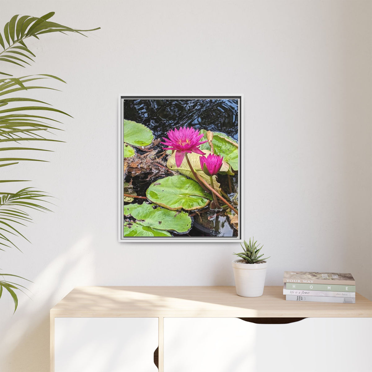 Pink Water Lily Matte Canvas Print (Framed)