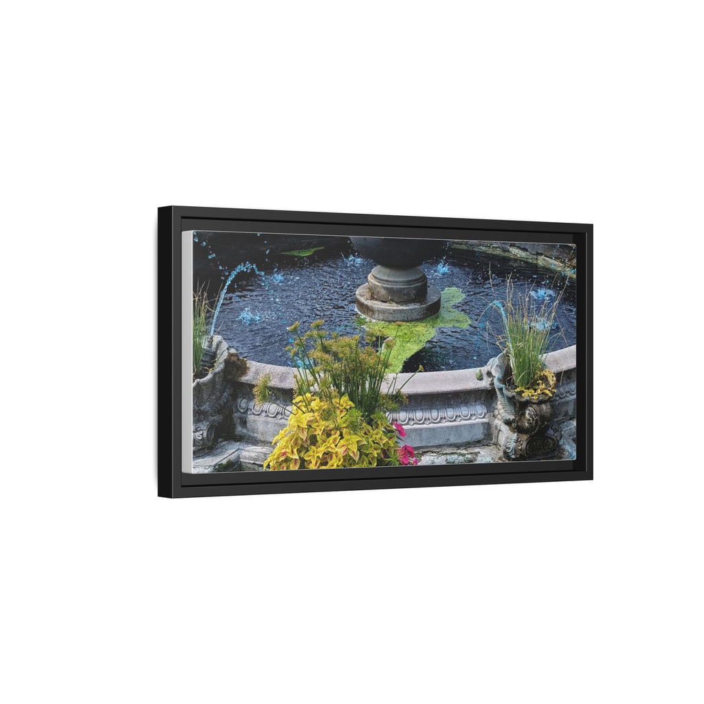 Framed Matte Canvas Fountain Garden Print