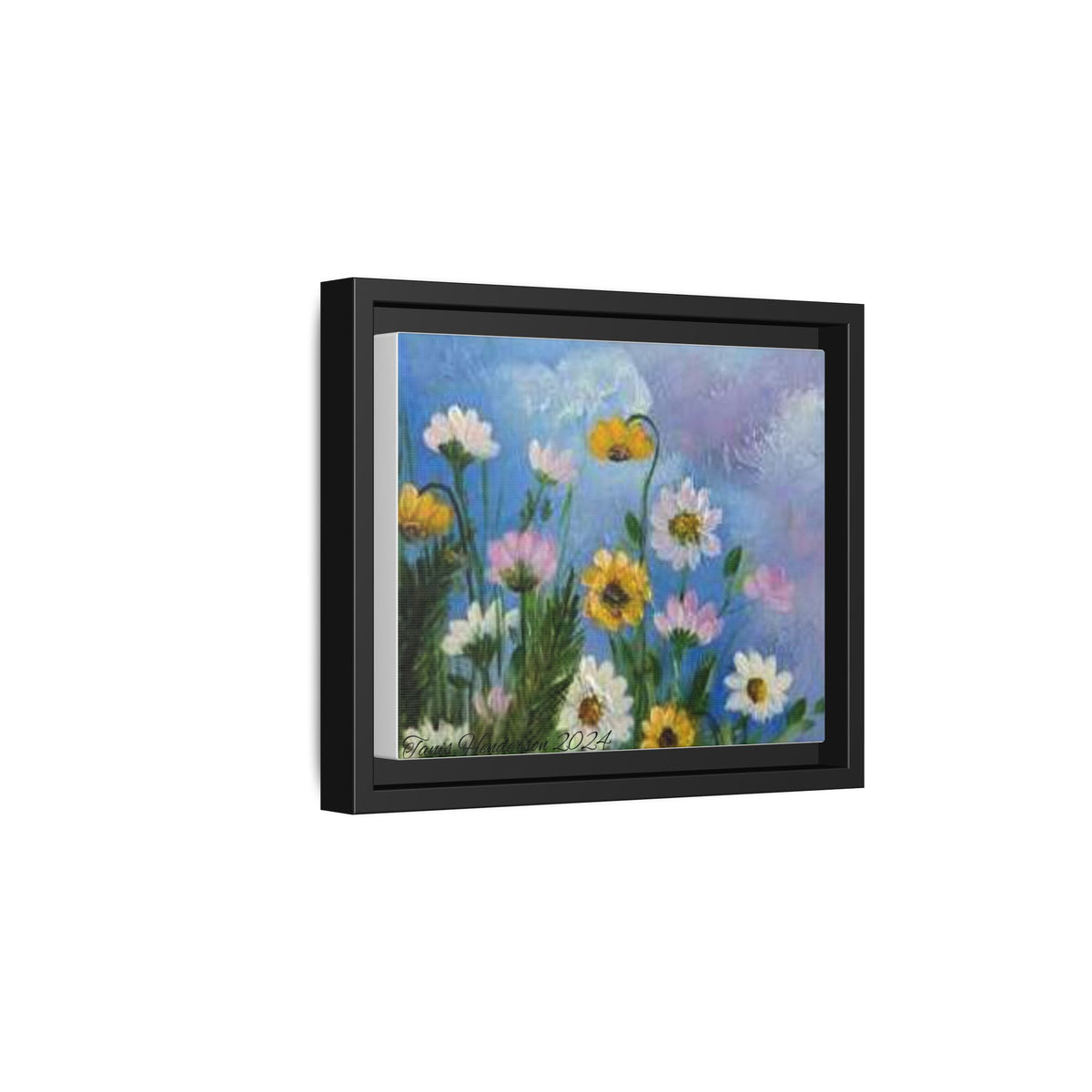 Framed Floral Meadow Canvas Print — Daisies & Wildflowers Art