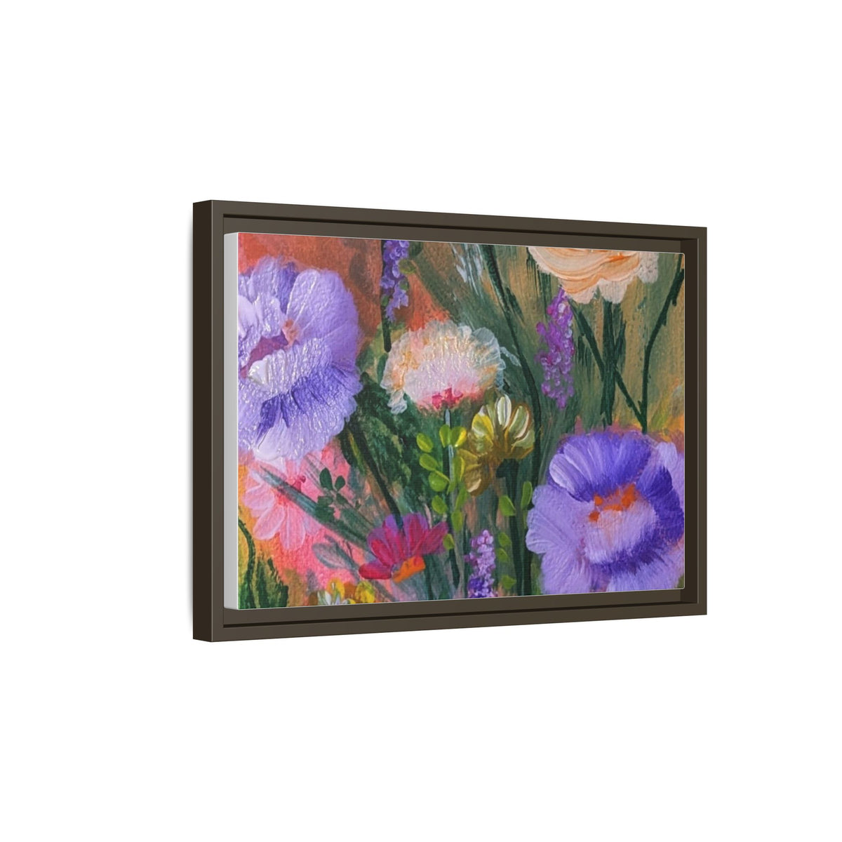 Framed Floral Canvas Print — Colorful Wildflower Bouquet Art