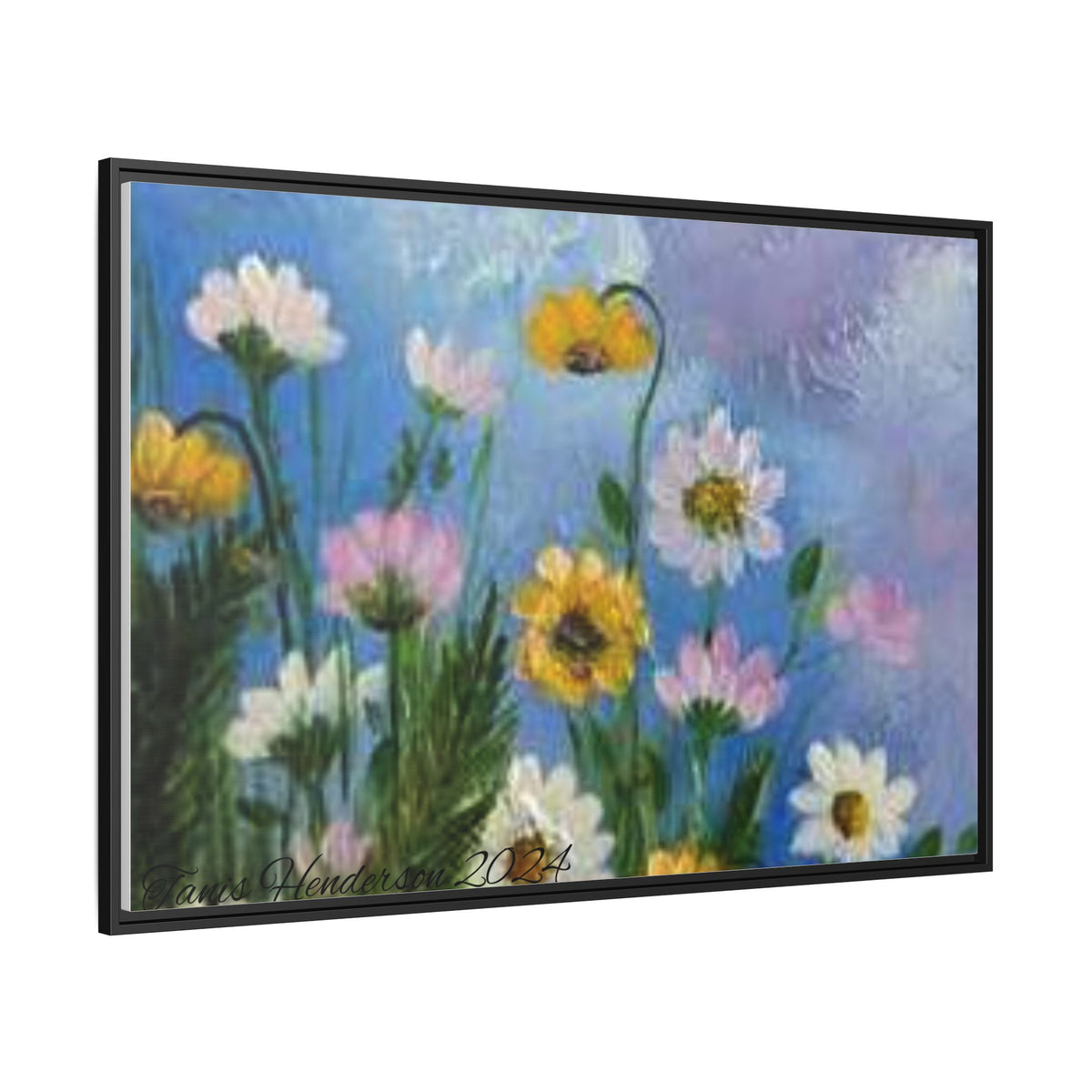 Framed Floral Meadow Canvas Print — Daisies & Wildflowers Art