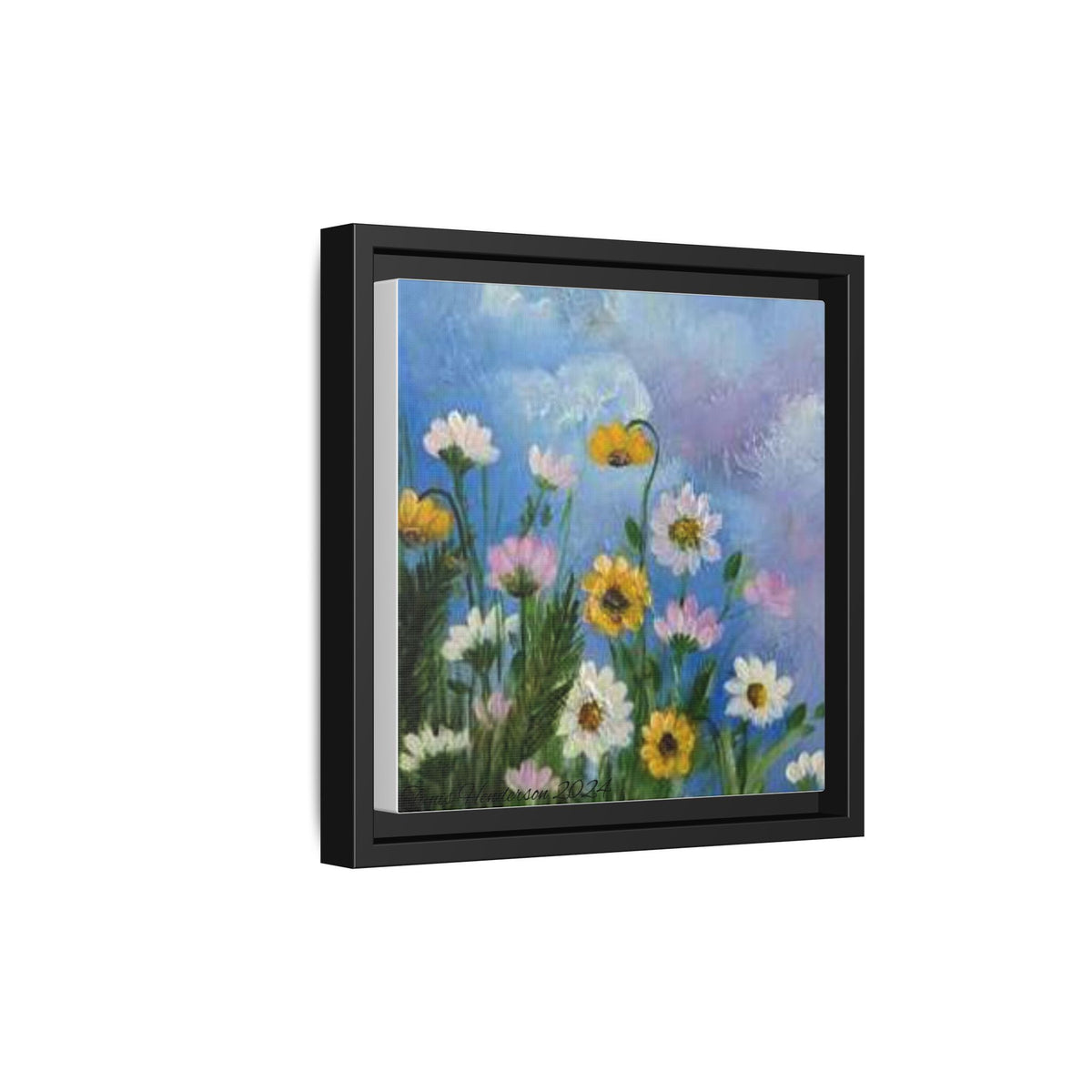 Framed Floral Meadow Canvas Print — Daisies & Wildflowers Art