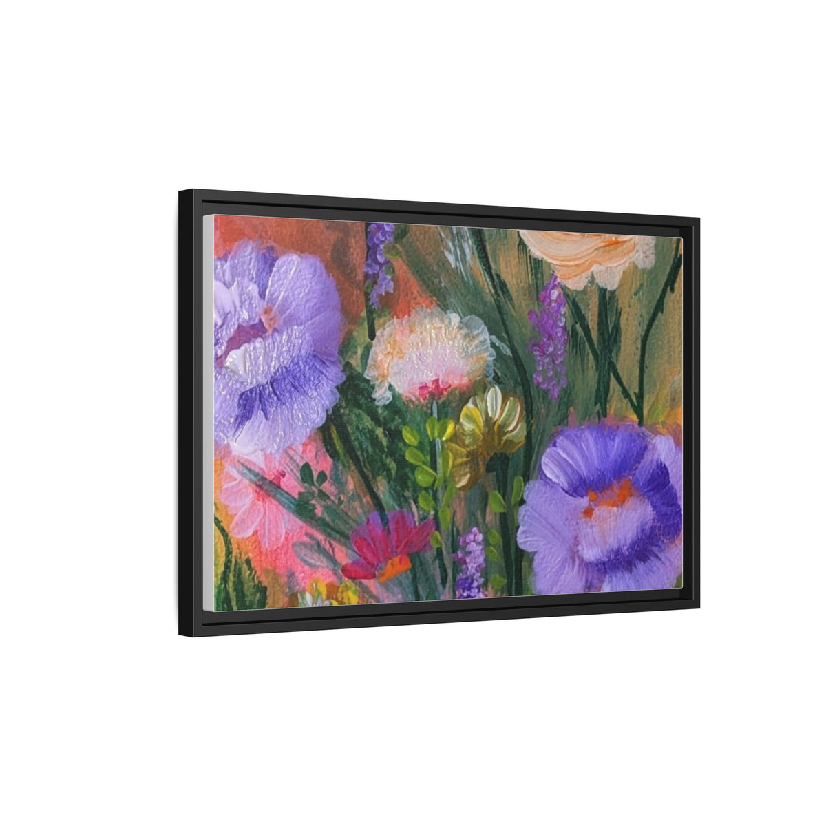 Framed Floral Canvas Print — Colorful Wildflower Bouquet Art