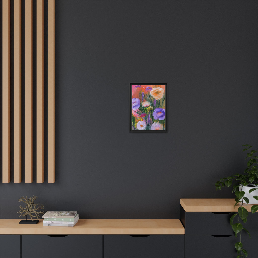 Framed Floral Canvas Print — Colorful Wildflower Bouquet Art