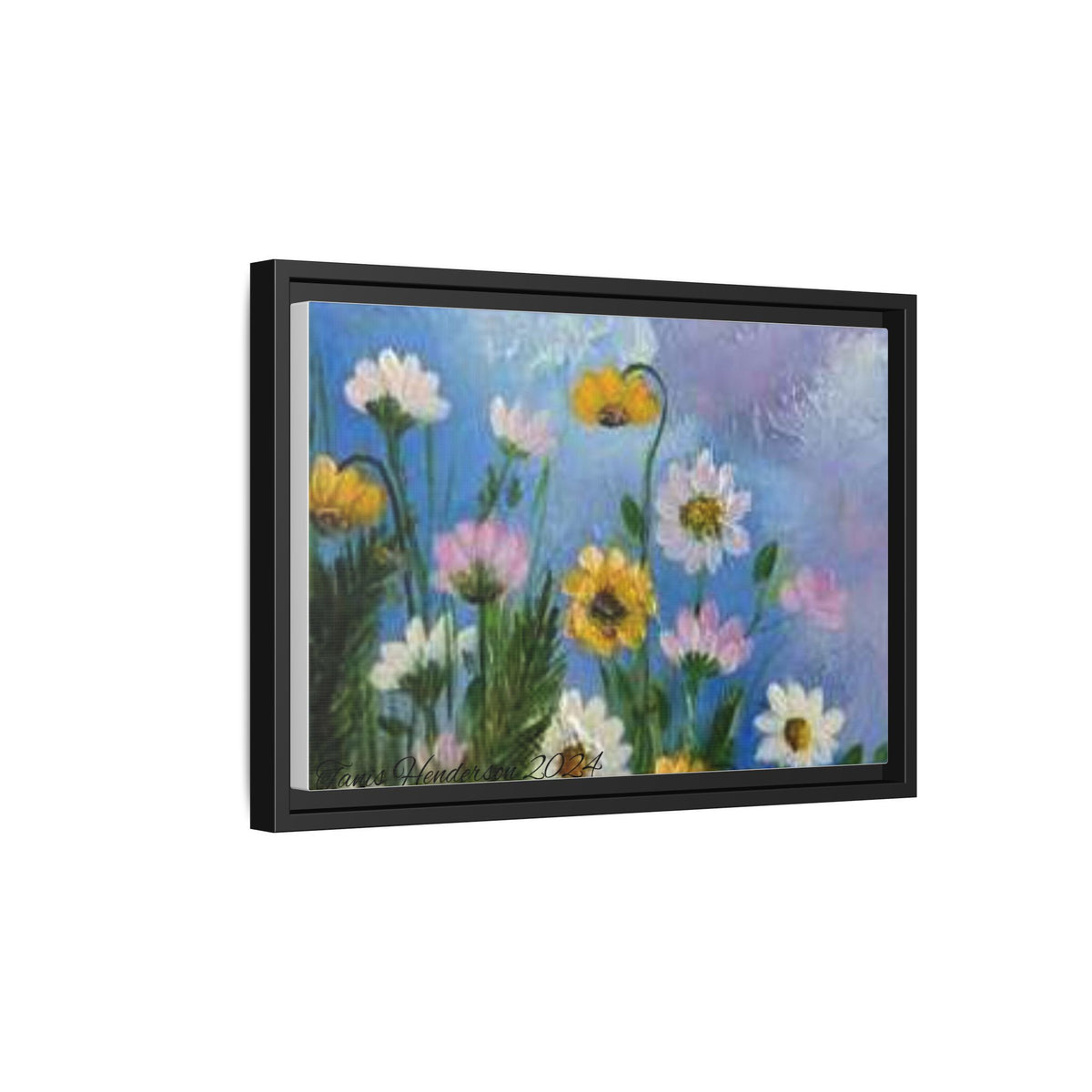 Framed Floral Meadow Canvas Print — Daisies & Wildflowers Art