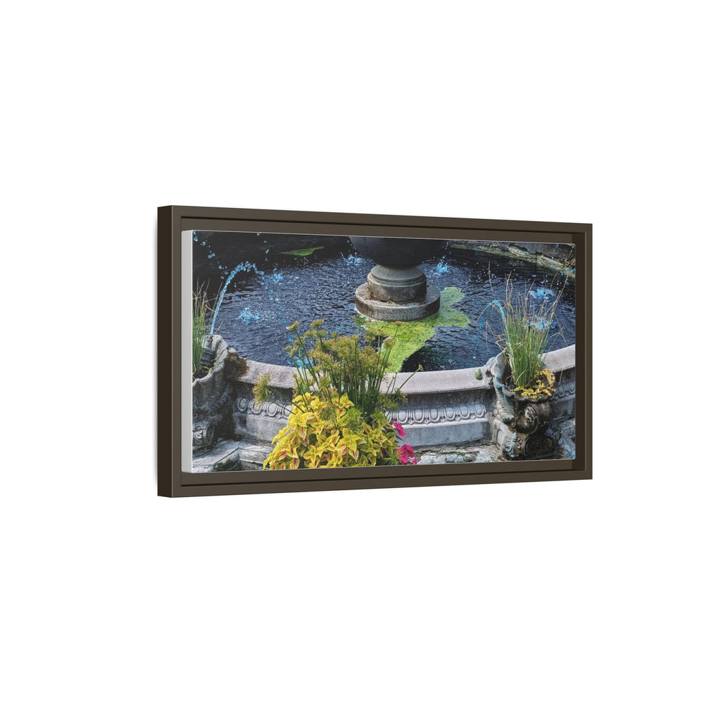 Framed Matte Canvas Fountain Garden Print