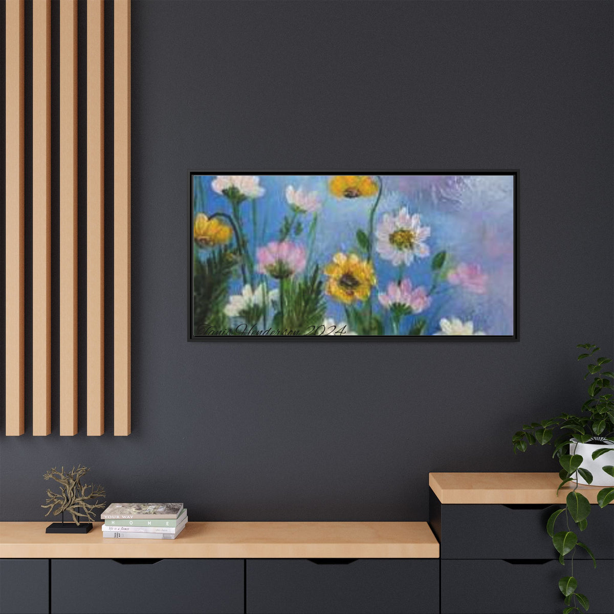 Framed Floral Meadow Canvas Print — Daisies & Wildflowers Art
