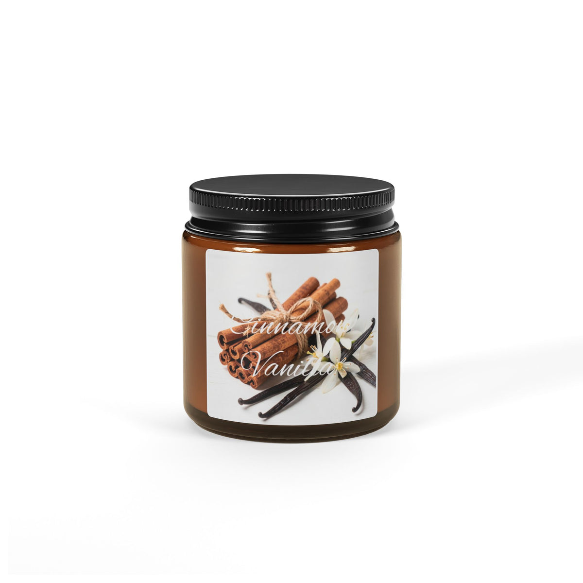Cinnamon Vanilla Soy Candle — Scented Amber Jar (Multi-Size)