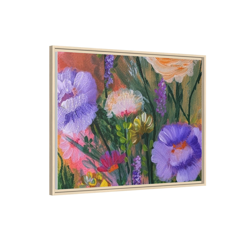 Framed Floral Canvas Print — Colorful Wildflower Bouquet Art
