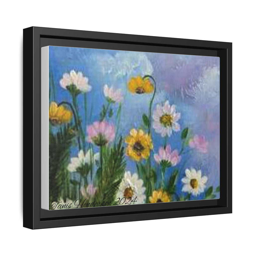 Framed Floral Meadow Canvas Print — Daisies & Wildflowers Art