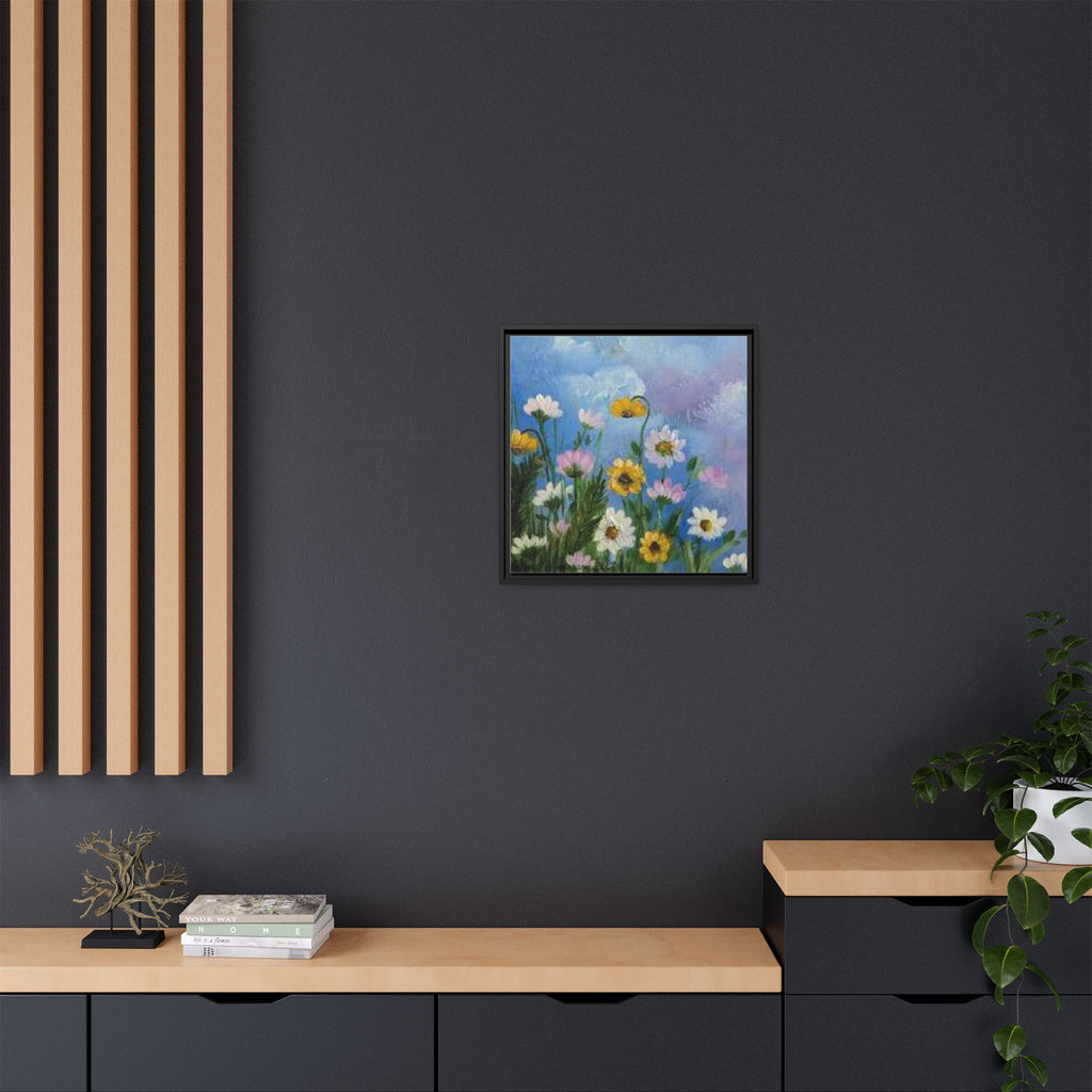 Framed Floral Meadow Canvas Print — Daisies & Wildflowers Art
