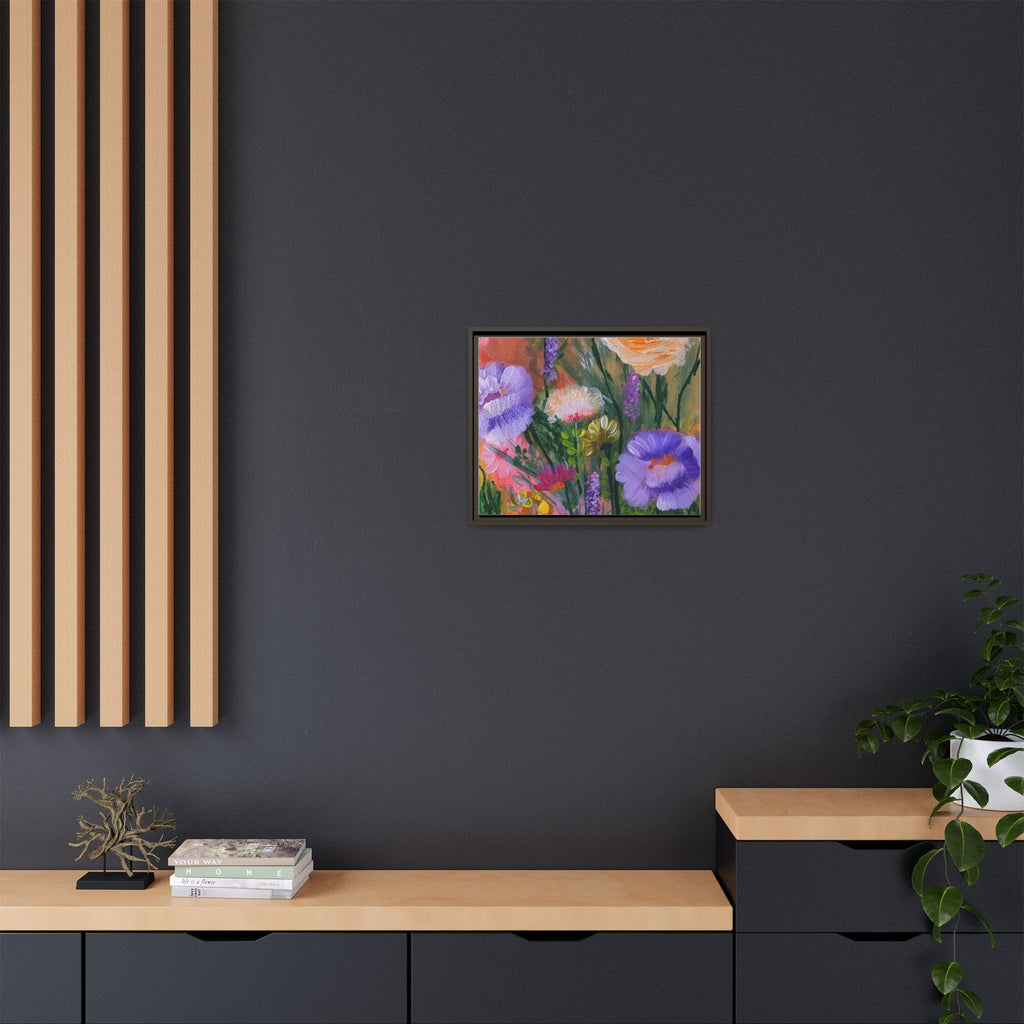 Framed Floral Canvas Print — Colorful Wildflower Bouquet Art