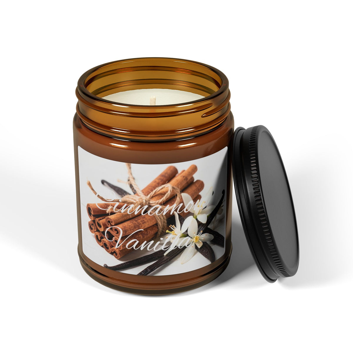 Cinnamon Vanilla Soy Candle — Scented Amber Jar (Multi-Size)