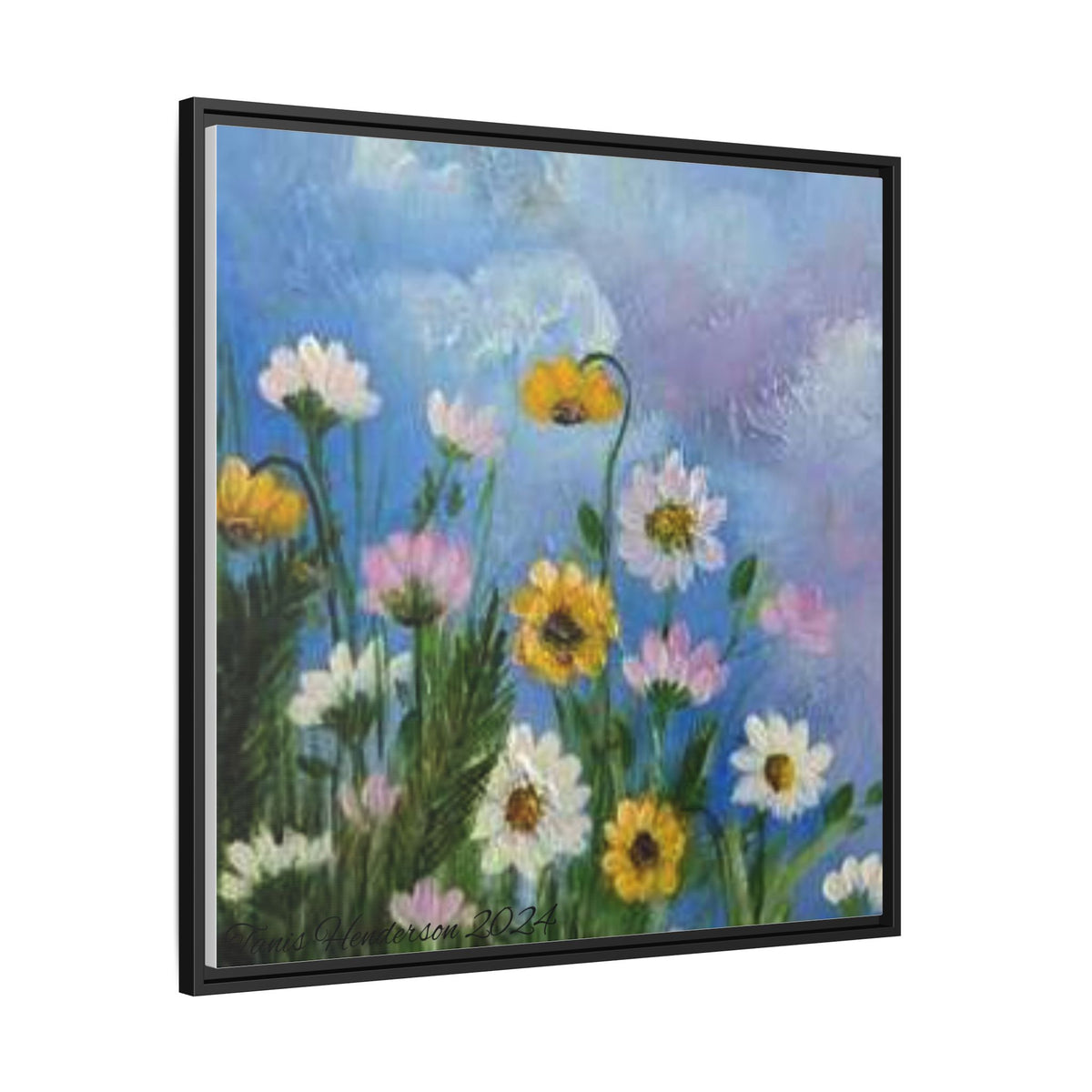 Framed Floral Meadow Canvas Print — Daisies & Wildflowers Art