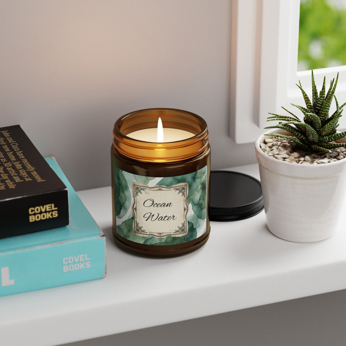 Ocean Water Scented Soy Candle — Amber Jar (Multi-Size)