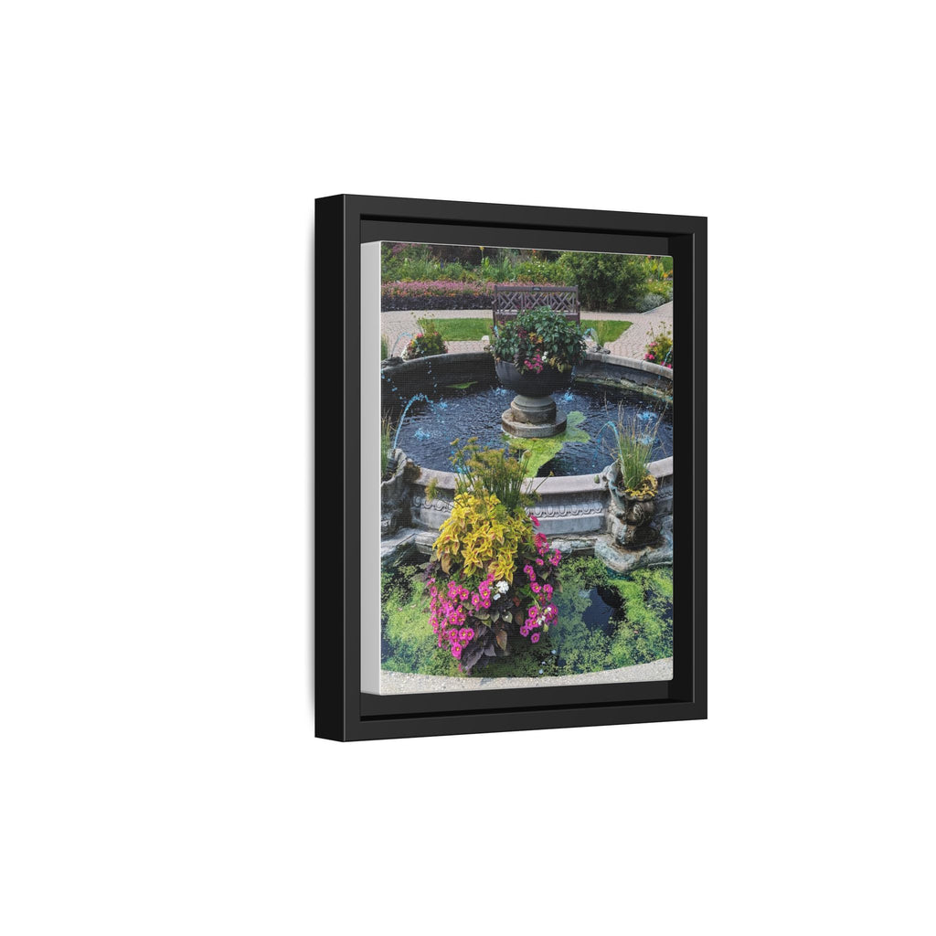 Framed Matte Canvas Fountain Garden Print