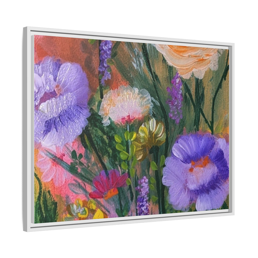 Framed Floral Canvas Print — Colorful Wildflower Bouquet Art