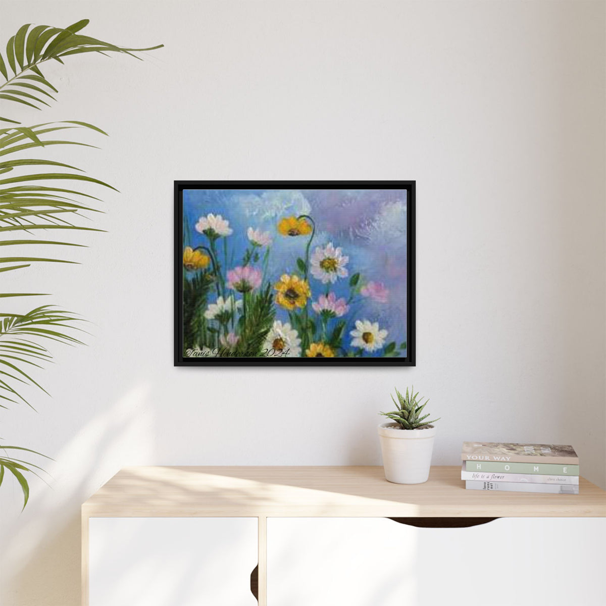 Framed Floral Meadow Canvas Print — Daisies & Wildflowers Art
