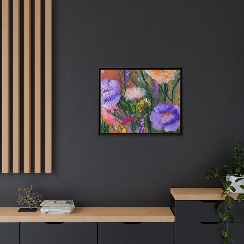 Framed Floral Canvas Print — Colorful Wildflower Bouquet Art