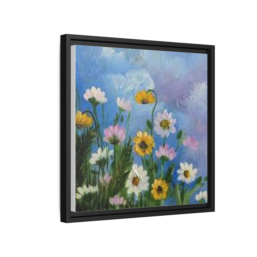 Framed Floral Meadow Canvas Print — Daisies & Wildflowers Art