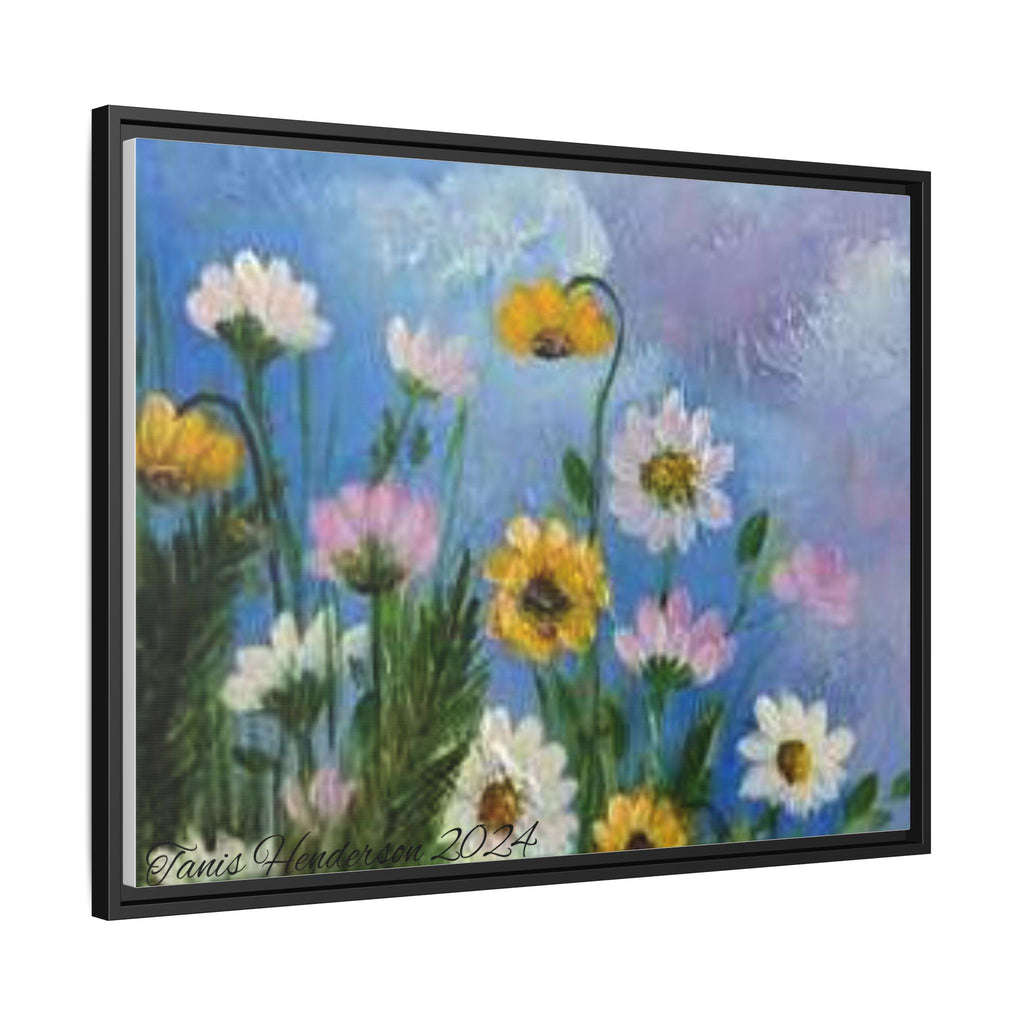 Framed Floral Meadow Canvas Print — Daisies & Wildflowers Art
