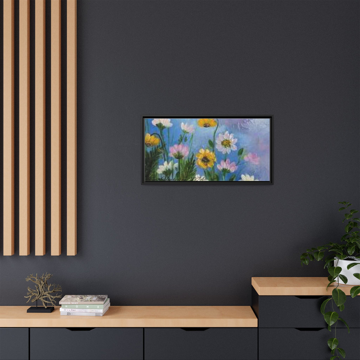 Framed Floral Meadow Canvas Print — Daisies & Wildflowers Art