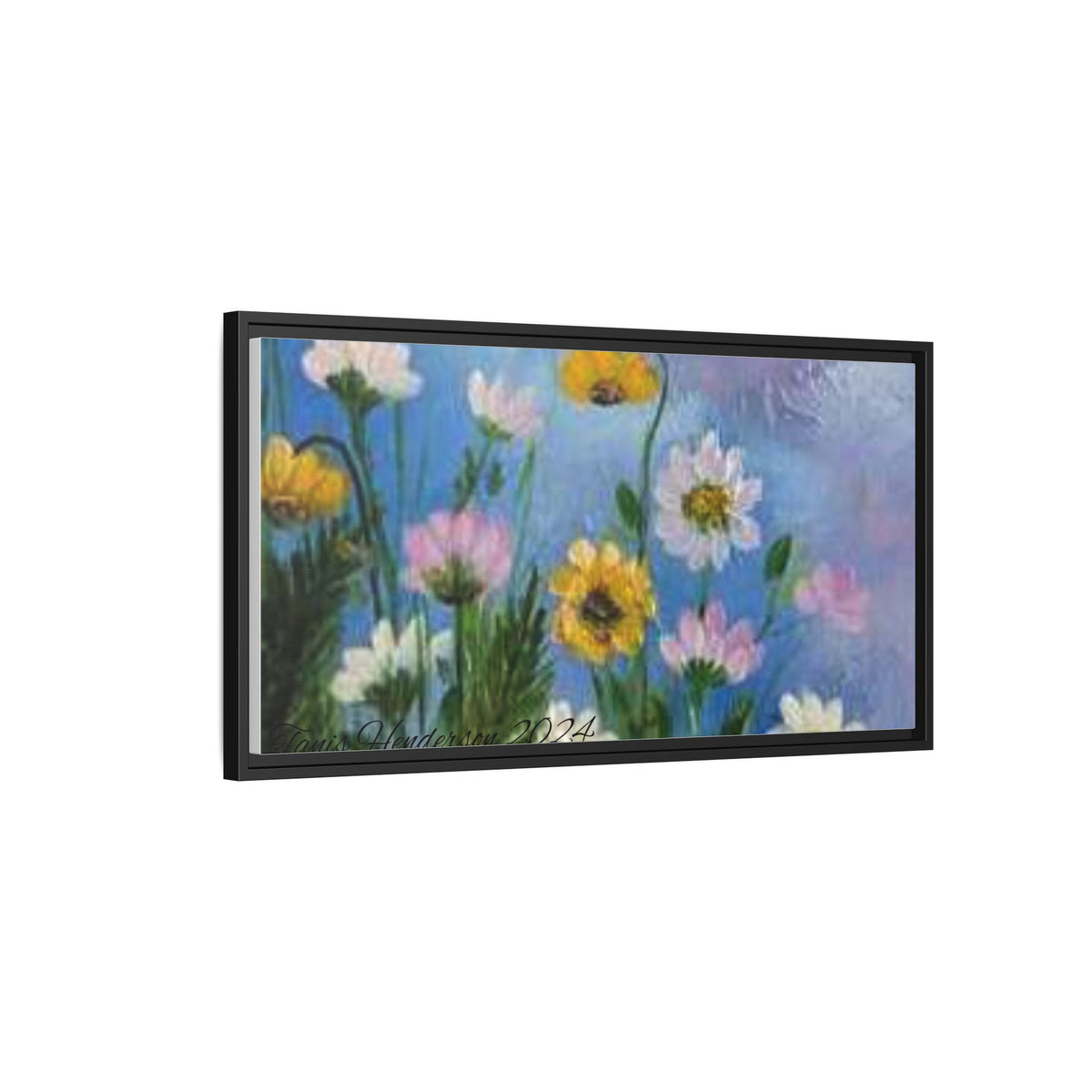 Framed Floral Meadow Canvas Print — Daisies & Wildflowers Art