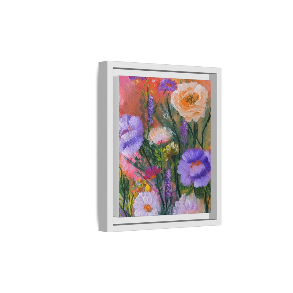 Framed Floral Canvas Print — Colorful Wildflower Bouquet Art