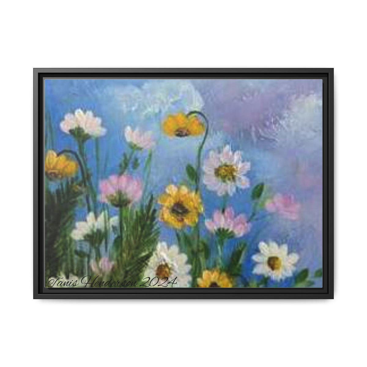 Framed Floral Meadow Canvas Print — Daisies & Wildflowers Art