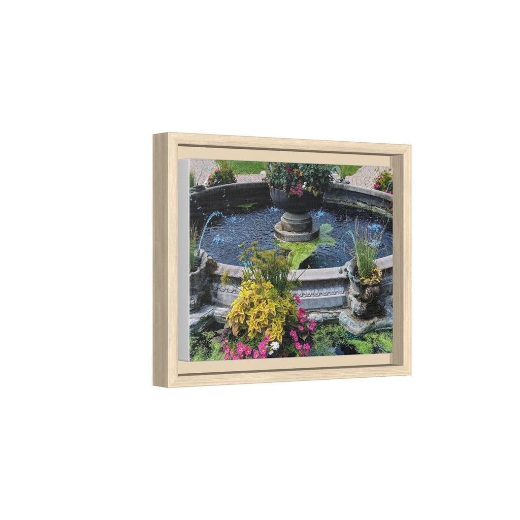 Framed Matte Canvas Fountain Garden Print