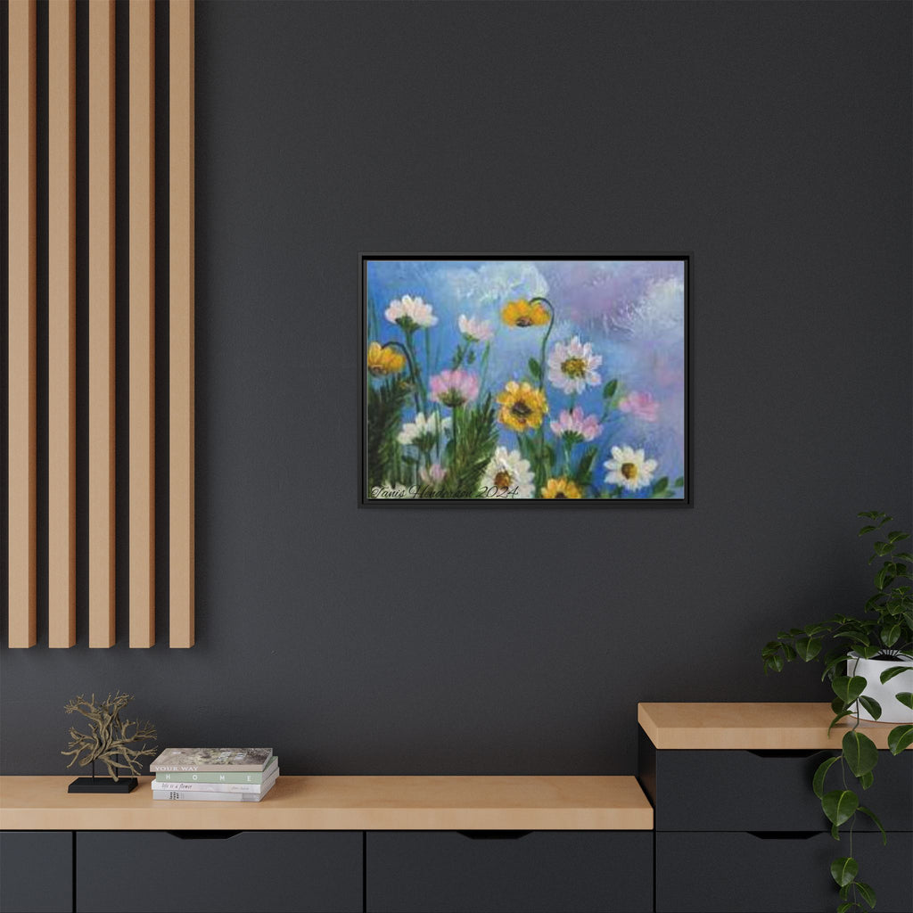 Framed Floral Meadow Canvas Print — Daisies & Wildflowers Art