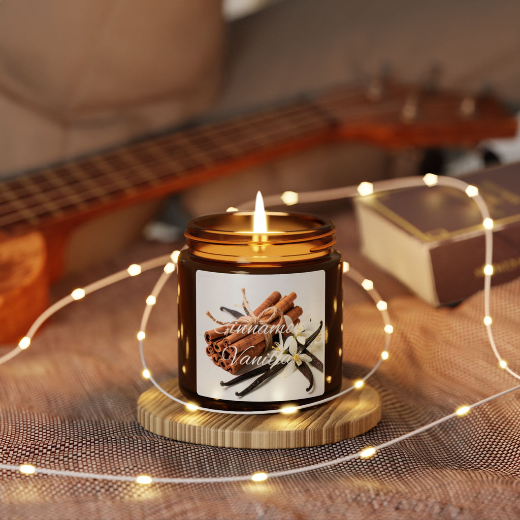 Cinnamon Vanilla Soy Candle — Scented Amber Jar (Multi-Size)