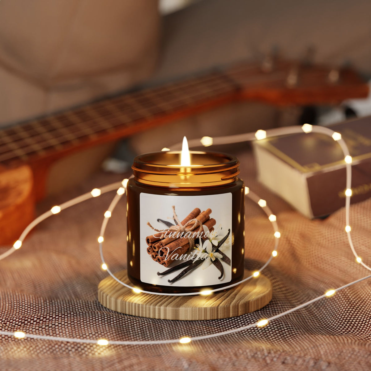 Cinnamon Vanilla Soy Candle — Scented Amber Jar (Multi-Size)