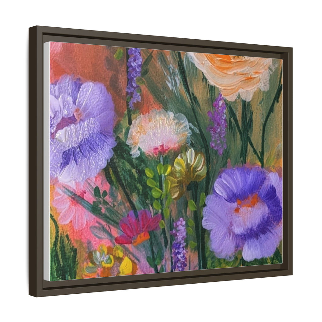 Framed Floral Canvas Print — Colorful Wildflower Bouquet Art