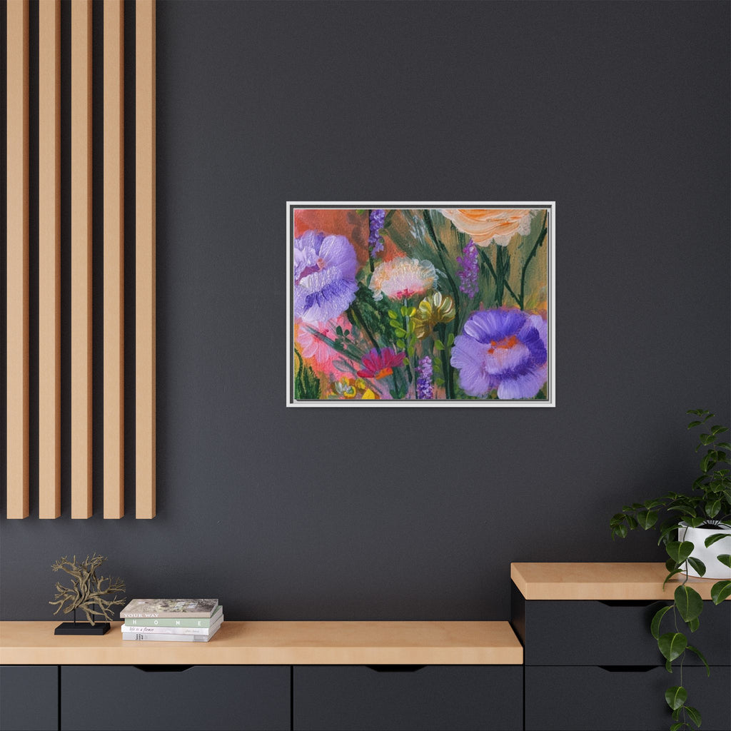 Framed Floral Canvas Print — Colorful Wildflower Bouquet Art