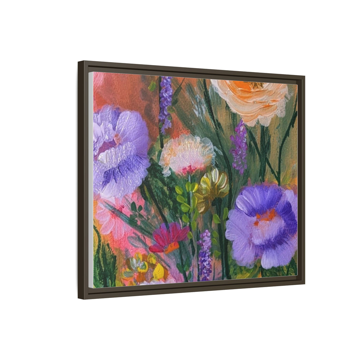 Framed Floral Canvas Print — Colorful Wildflower Bouquet Art