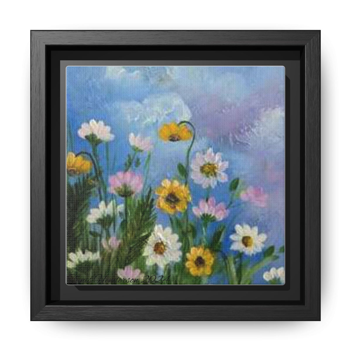 Framed Floral Meadow Canvas Print — Daisies & Wildflowers Art