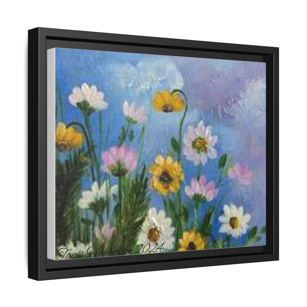 Framed Floral Meadow Canvas Print — Daisies & Wildflowers Art