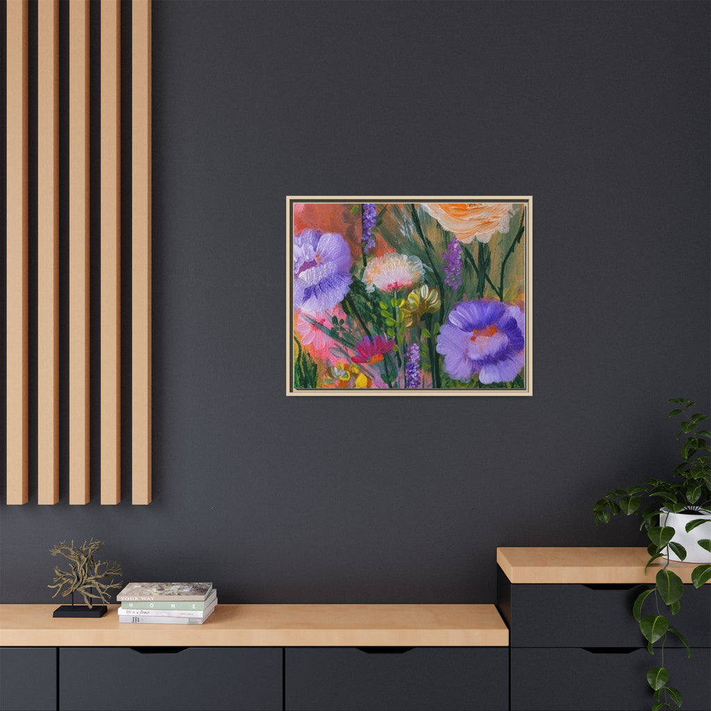 Framed Floral Canvas Print — Colorful Wildflower Bouquet Art