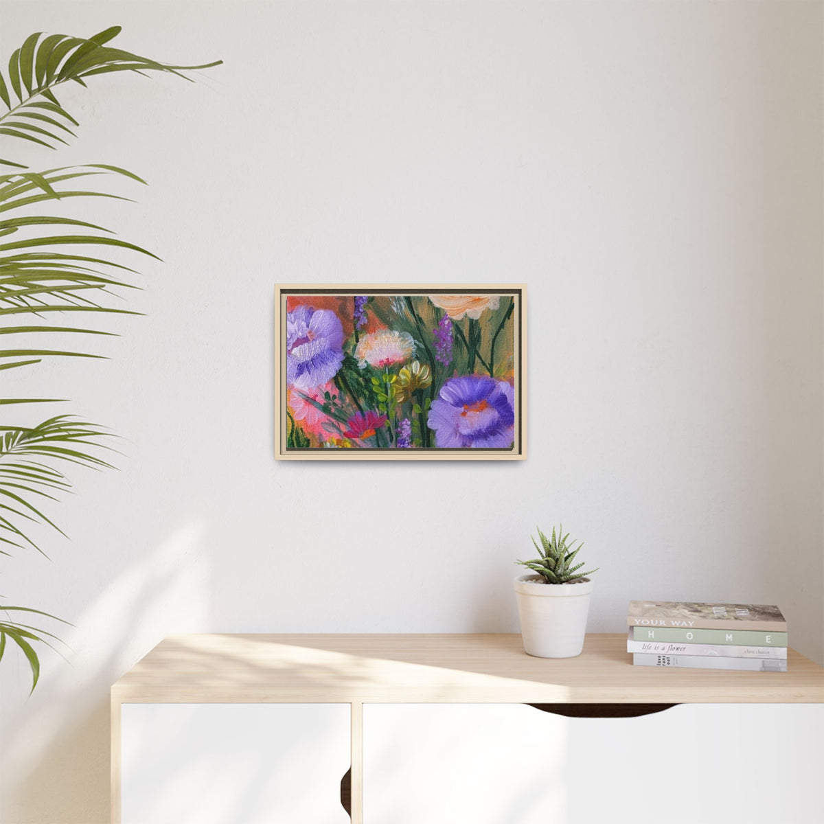 Framed Floral Canvas Print — Colorful Wildflower Bouquet Art