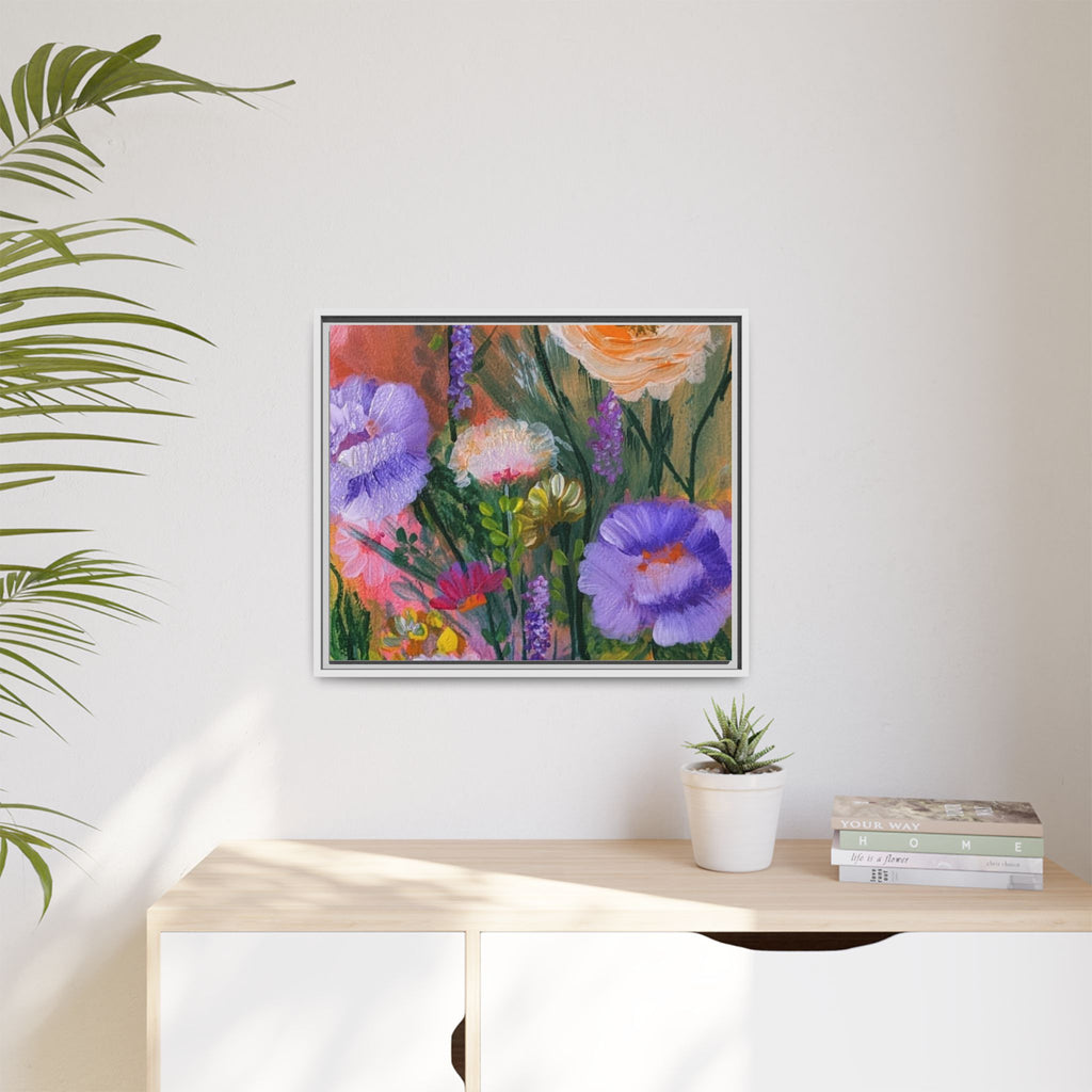 Framed Floral Canvas Print — Colorful Wildflower Bouquet Art