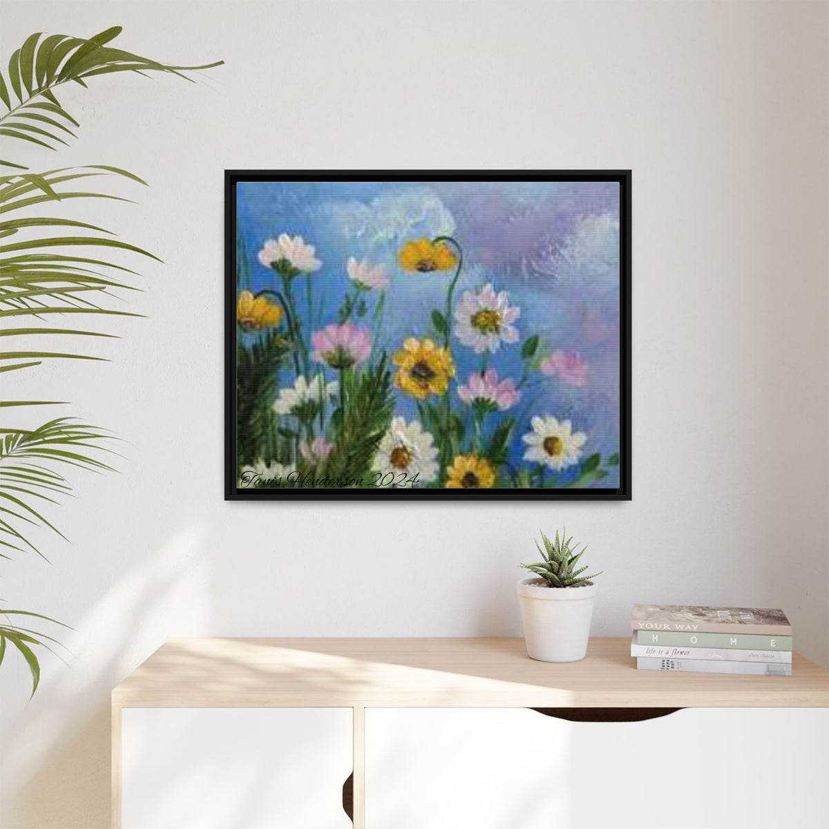Framed Floral Meadow Canvas Print — Daisies & Wildflowers Art