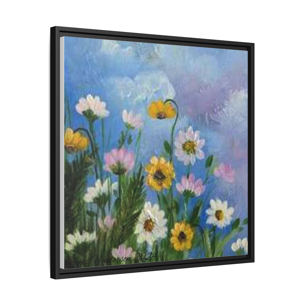 Framed Floral Meadow Canvas Print — Daisies & Wildflowers Art
