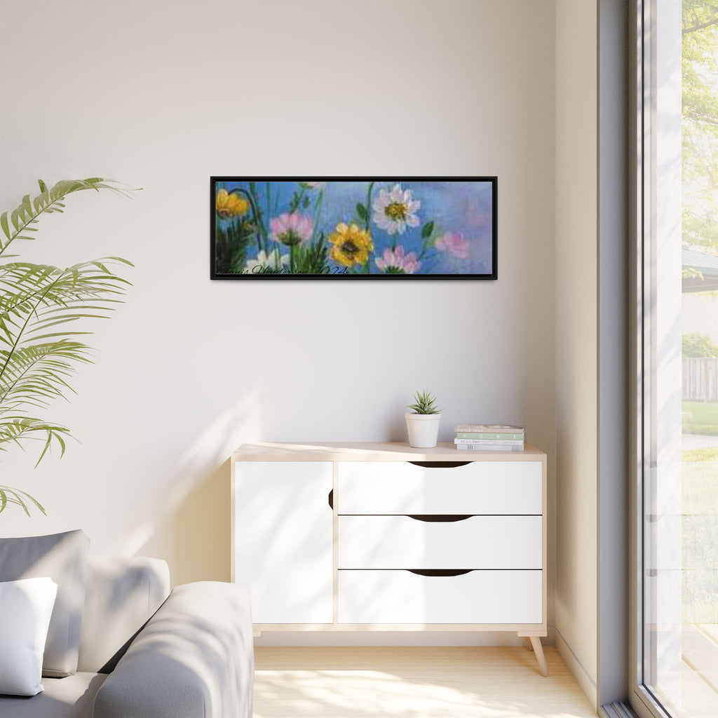 Framed Floral Meadow Canvas Print — Daisies & Wildflowers Art