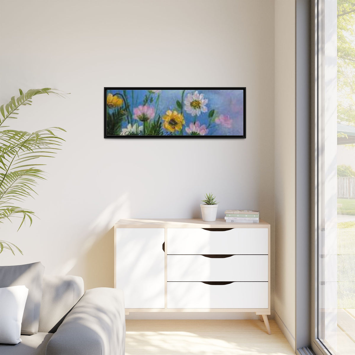 Framed Floral Meadow Canvas Print — Daisies & Wildflowers Art