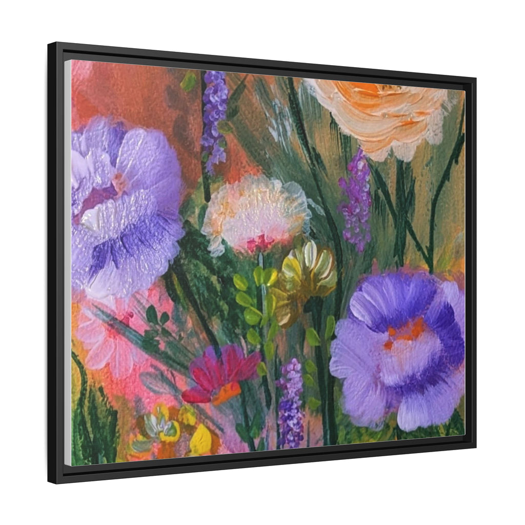 Framed Floral Canvas Print — Colorful Wildflower Bouquet Art