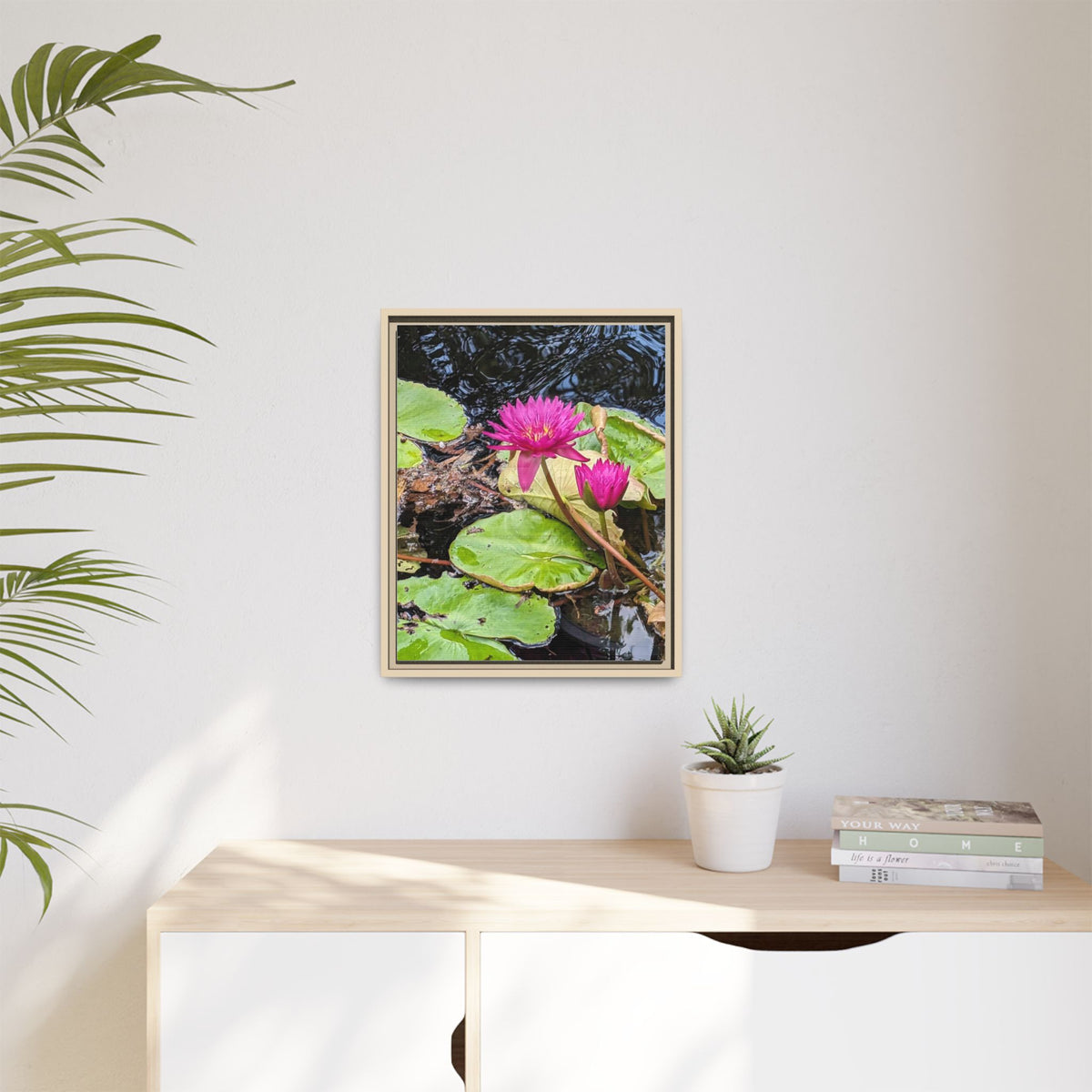 Pink Water Lily Matte Canvas Print (Framed)