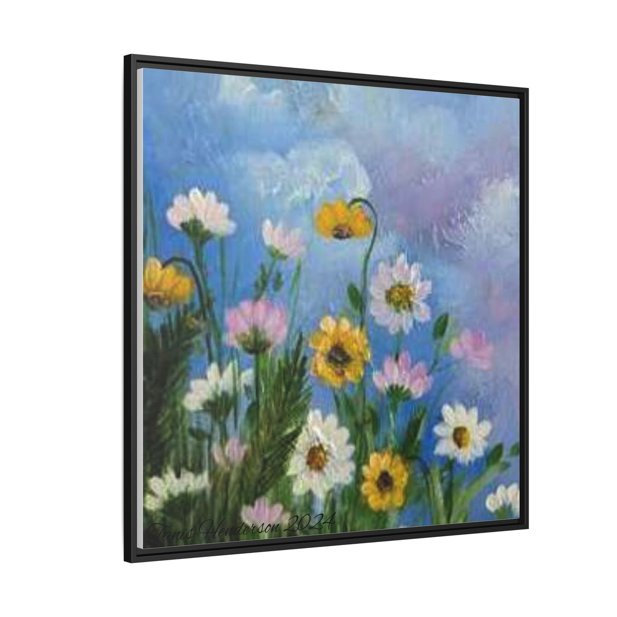 Framed Floral Meadow Canvas Print — Daisies & Wildflowers Art
